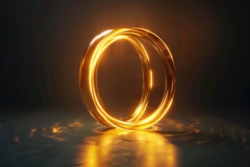 Poster - A ring-shaped light source is seen in the middle of a darkened room, providing a focal point in an otherwise dim environment
