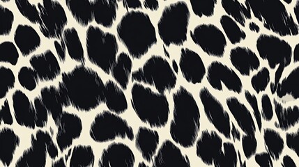 Wall Mural - Seamless abstract animal print pattern with black spots on a beige background.