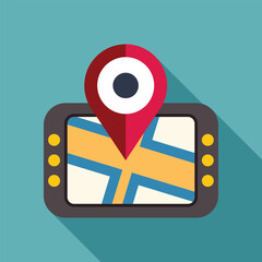 Poster - Gps navigation system showing the location with a red pin on a city map