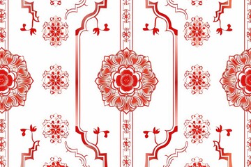 Poster - A vibrant red and white floral design on a clean white surface