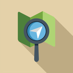 Poster - magnifying glass focusing on a location point on a map with a long shadow