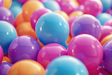 Poster - A collection of vibrant balloons floating on the surface of a pool