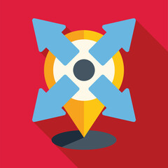 Poster - Location icon with four arrows pointing north, east, south, and west, symbolizing navigation and direction