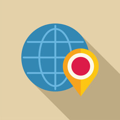 Poster - Blue globe with a location pin, representing global positioning and location tracking