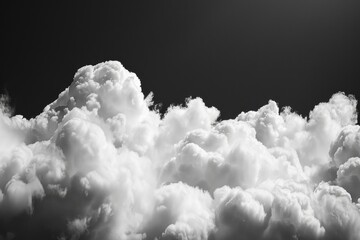 Poster - A black and white photograph of clouds drifting lazily across the sky
