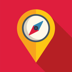 Poster - Location pin icon with a compass symbol, indicating a specific direction or destination