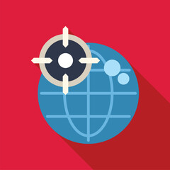 Poster - target is hovering over a globe, symbolizing global marketing and advertising