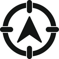 Poster - simple black icon of a compass pointing north with markers around the edge