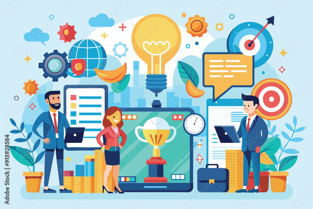 Professional Intelligence Professionals collaborate in an office, analyzing competitive ...