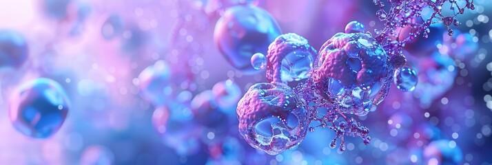 Aufkleber - Cells display intricate nuclei and DNA strands in a captivating arrangement, revealing their complexity and beauty at a microscopic level. Generative AI