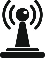 Canvas Print - Black and white icon of a wireless network broadcasting a radio signal