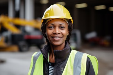 Poster - Portrait of a smiling middle aged female construction worker