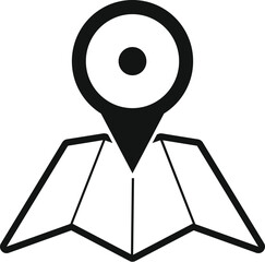 Poster - black icon of a map with a pin pointing a specific location