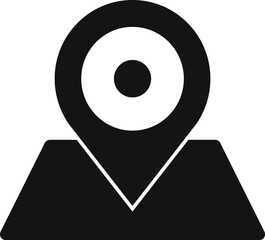 Poster - black and white icon of a location pin standing on a map