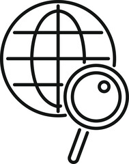 Poster - Magnifying glass is analyzing the globe, symbolizing global research and analysis