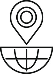 Poster - location pin is pointing a global hemisphere, representing worldwide positioning and global reach