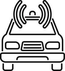 Poster - Line drawing of a car with antenna on top emitting a wifi signal