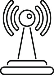 Poster - Line art icon of a wifi router emitting signal waves, standing on a stand with a circular base