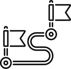 Poster - winding route with pins and flags showing the way to success