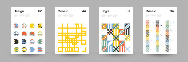 Geometric Abstract Cover Poster Set. Abstract Shape Background for Magazine Brochure Flyer and Page Layout. Vector Illustration