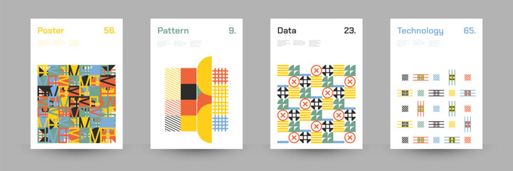 Geometric Abstract Cover Poster Set. Abstract Shape Background for Magazine Brochure Flyer and Page Layout. Vector Illustration