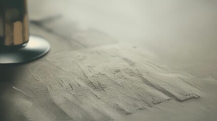Aufkleber - Closeup of a desk covered in a thick layer of dust with the outlines of objects and writing clearly visible in the build up.