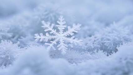 Aufkleber - Macro shot of a snowflake landing on a snowy surface creating a small ripple effect before melting away.