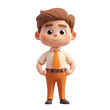 © PNG - Cute Cartoon Boy Wearing Orange Pants and Tie PNG Illustration on Transparent Background for Business and Finance Projects
