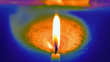 Poster - Heatsensitive footage of a candle flame displaying the stark contrast between the bright hot center and the cooler blueish outer layer.