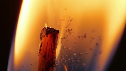 Poster - An extreme closeup reveals the delicate dance of reds oranges and yellows as the flame consumes the match leaving behind nothing but a small column of ashes.
