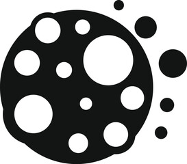 Sticker - Black and white icon of a big asteroid moving through space leaving particles behind