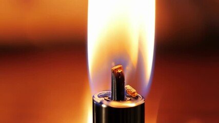 Poster - A closeup shot of a lighter being sparked revealing a steady flame that grows in intensity.
