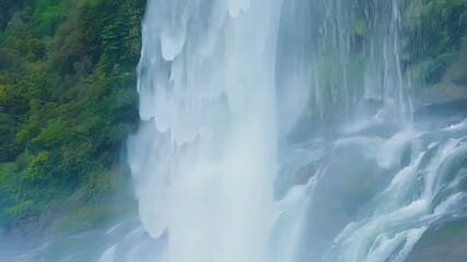 Aufkleber - A steady rhythm of mist sprays from the waterfall creating everchanging patterns and shapes in the air.