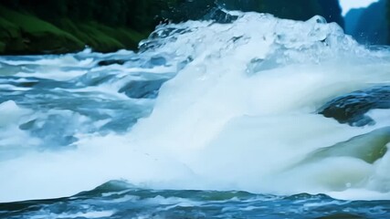 Aufkleber - A narrow powerful jet of water shooting out from a particularly rough section of the rapids creating a stunning closeup of the force of the river.
