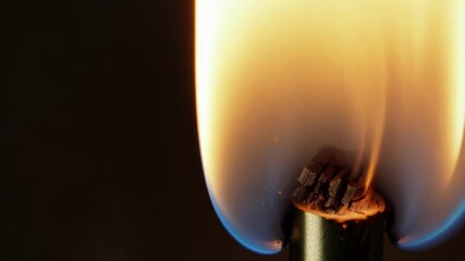 Aufkleber - Slow motion capture of a match sparking and producing thin tendrils of smoke as it quickly burns down to its end.