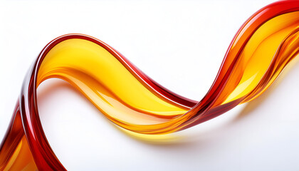 Aufkleber - Bright red and orange wavy glass sculpture on white background