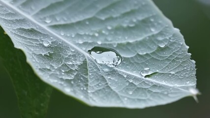 Aufkleber - The closeup view of a leaf coated in a thin layer of frost giving it a frosted glasslike appearance.