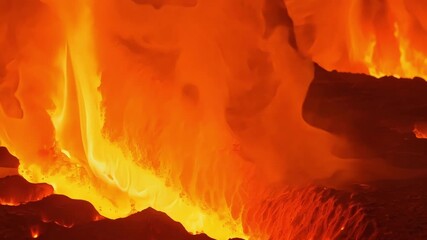 Aufkleber - A mesmerizing closeup of lava slowly dripping and dripping creating a hypnotic and almost primal rhythm.