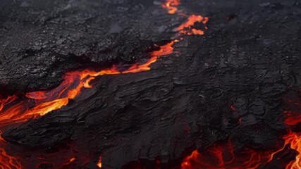 Aufkleber - Fiery red swirls and ripples mark the surface of the cooling lava reminiscent of a fiery ocean as it slowly solidifies.