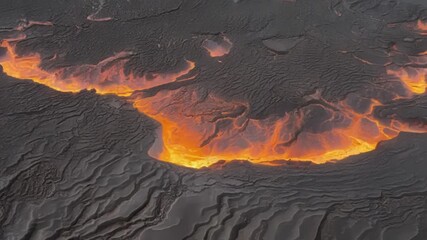 Aufkleber - As the lava cools small cracks and fissures form intricate patterns on the surface reminiscent of a cracked desert landscape.