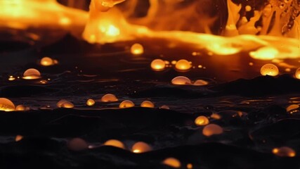 Aufkleber - Slow motion footage captures the intricate formation of lava bubbles each one unique in shape and size rising to the surface before dramatically bursting.