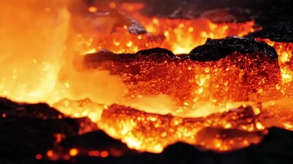 Aufkleber - A closeup of bursting lava bubbles accompanied by the sound of sizzling heat as they release their ped gasses into the air.