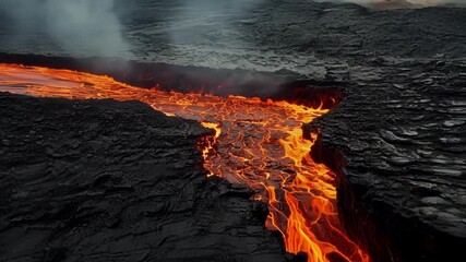 Aufkleber - The camera zooms in on a particularly deep and jagged crack showcasing the intense pressure and energy that created it as the molten lava continues to cool and contract.