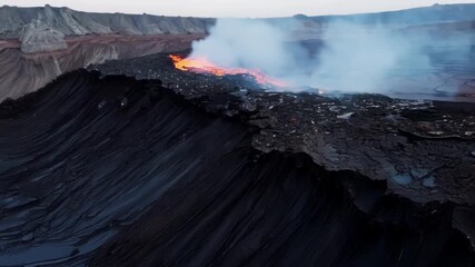 Aufkleber - The edges of the lava pit are jagged and sharp revealing the intense force that created this fiery landscape.