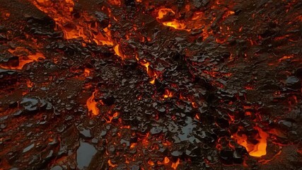 Aufkleber - The camera zooms in on a section of a lava flow revealing a mesmerizing array of tiny bubbles and intricate lines etched into the hardened surface a testament to the intense heat