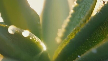 Aufkleber - A zoomedin view of the translucent windowlike leaves of a succulent allowing light to pass through and illuminating its interior.