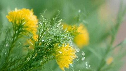 Poster - A sprig of fresh dill is shown up close its feathery leaves and delicate yellow flowers adding a burst of freshness to any meal.