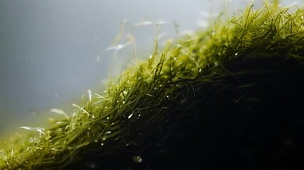 Poster - The camera captures the intricate network of fine intertwining threads that make up the moss highlighting its delicate and complex texture.