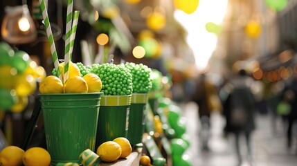 Lively Saint Patrick's Day Market with Colorful Stalls and Decorations