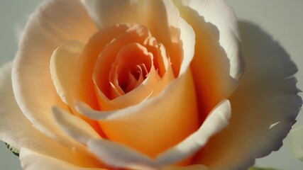 Poster - A closeup of a rose bud with its soft pink petals beginning to unfold and reveal its intricate layers.